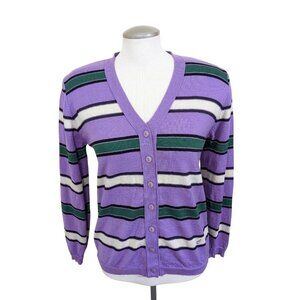 Casablanca Women Merino Wool Cardigan Button Front Euro 38 US 6 Striped Italy
